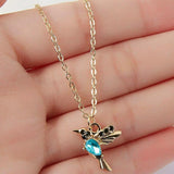 Email and zircon colibri necklace