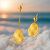 Tengeri | Gold Drop-Shaped Earrings with Crystals