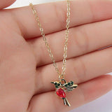 Email and zircon colibri necklace