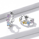 Colorful Round Earrings with Silver Surface