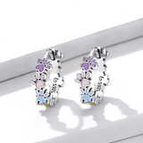 Colorful Round Earrings with Silver Surface
