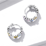 Colorful Round Earrings with Silver Surface