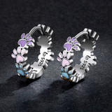 Colorful Round Earrings with Silver Surface
